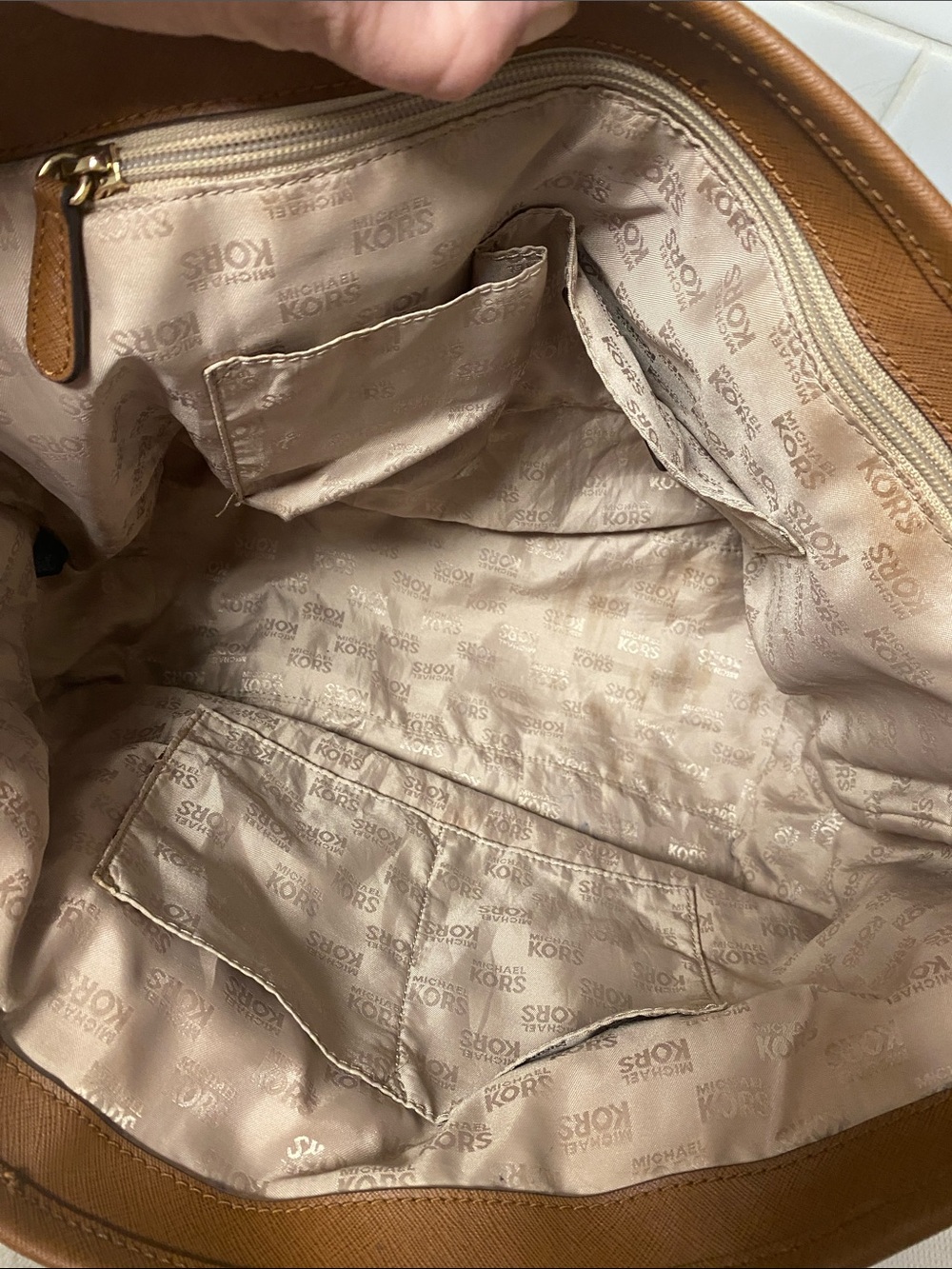 Michael Kors Brown and Tan MK Logo Tote - Picture 9 of 10